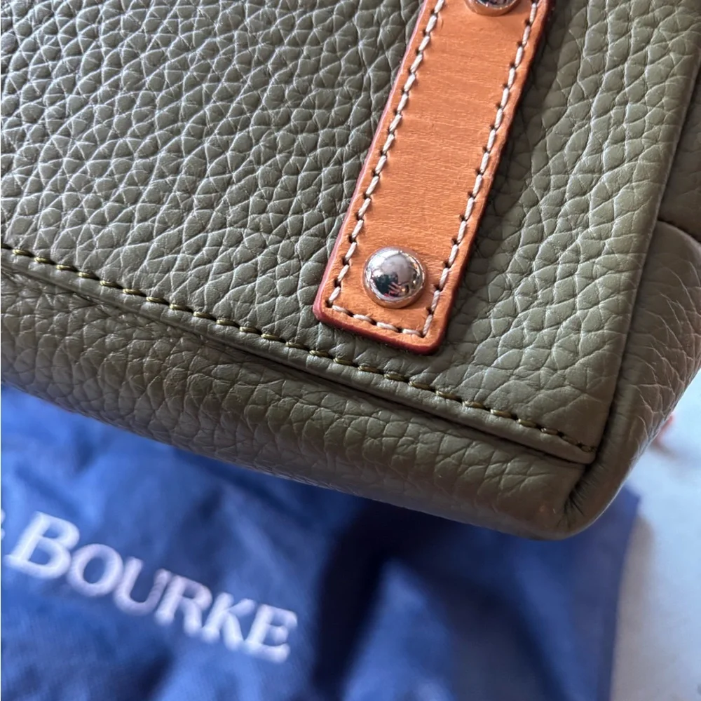 Dooney & Bourke Olive Green Tan Natural Pebbled Leather Crossbody Shoulder FALL - Picture 7 of 16